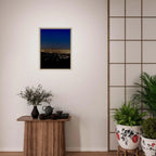 Premium wooden framed canvas print of Los Angeles Downtown Nightglow, elegant home wall art, California Studio Edition.
