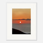 Vibrant Mediterranean Sunset framed poster featuring coastal colors and scenic sunset landscape wall art print.