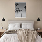 Premium wooden framed black and white California beach icons poster art in semi-gloss finish, part of the Studio Edition.