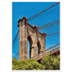 Framed NYC Brooklyn Bridge poster featuring a vibrant Dumbo view, part of the Studio Edition travel collection, printed on high-quality material.