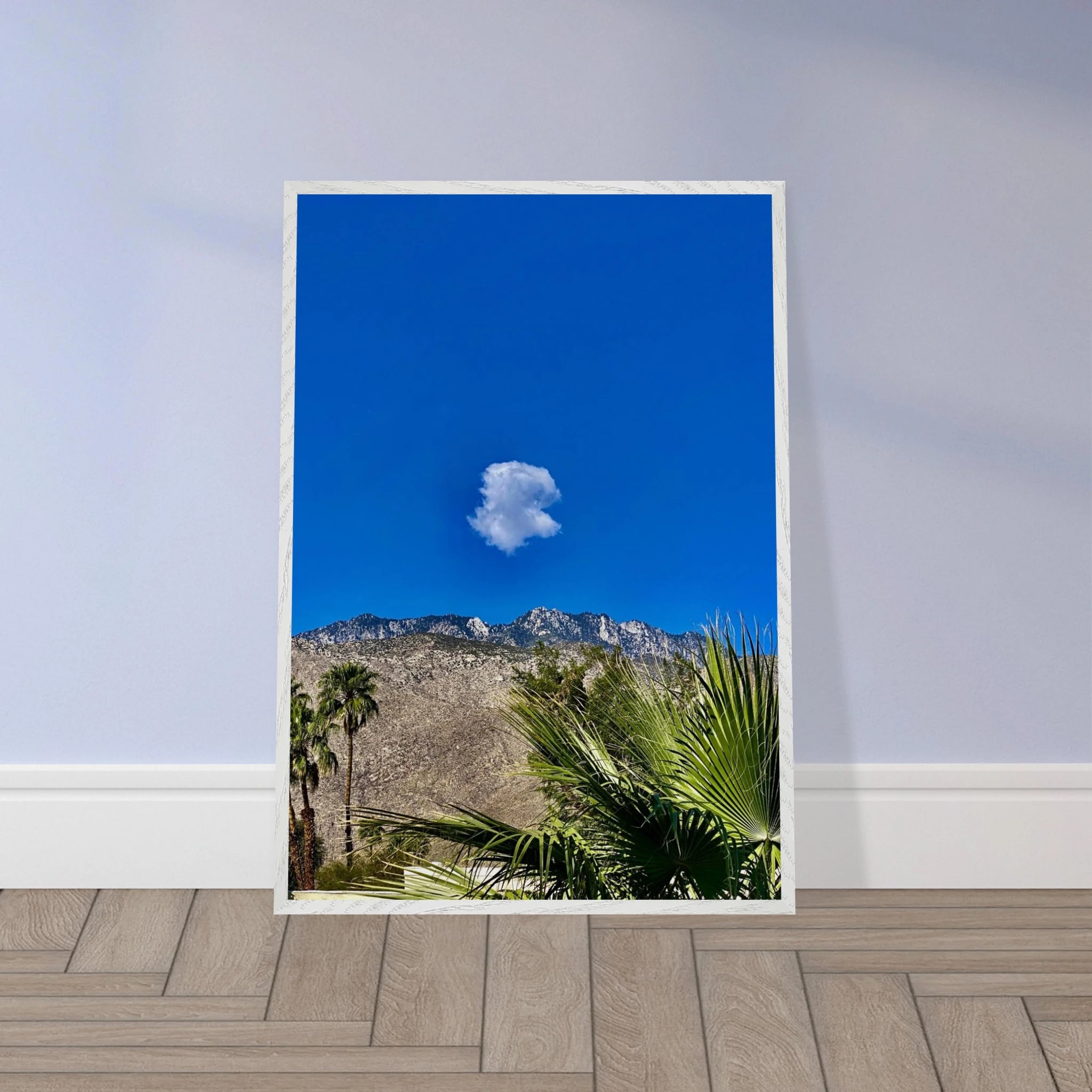 Palm Springs cloud mounted wooden framed poster featuring California scenery, perfect for home decor, Studio Edition Spring 2026.