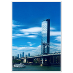 Framed NYC Manhattan Bridge and East River urban photography print by My Store, showcasing iconic New York City scenery.