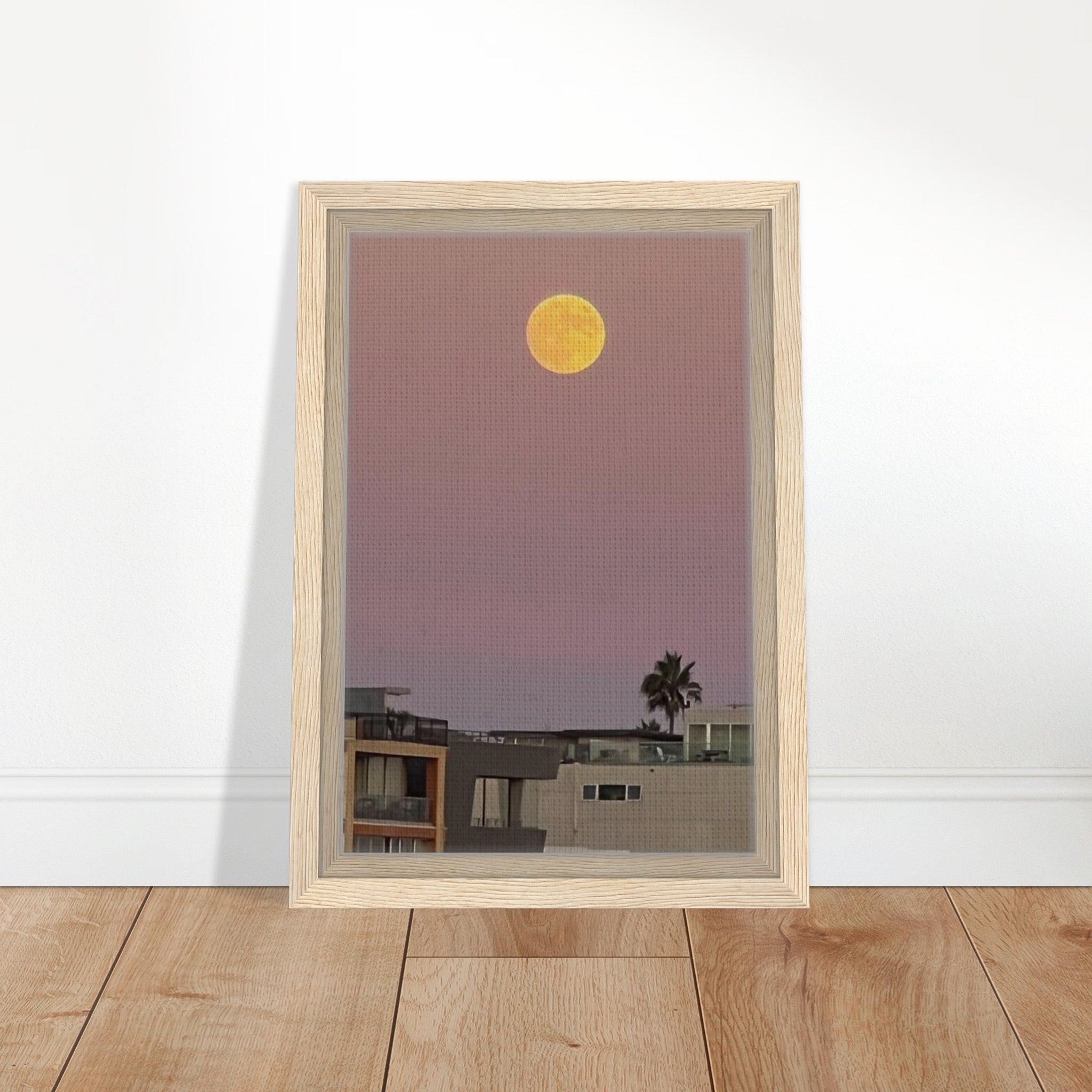 California Canvas harvest moon wall art print featuring a moody beach scene on framed canvas, studio edition design.