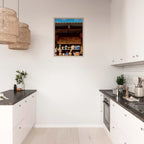 Framed canvas artwork of Oaxaca street fair scene from CaliCuration's Mexico travel collection, featuring vibrant local street life.