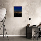 Premium wooden framed canvas print of Los Angeles Downtown Nightglow, elegant cityscape wall art, studio edition California canvas.