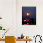 Mystical fall full moon wooden framed canvas print from CaliCuration's Travel Collection, Studio Edition, featuring spring-themed artwork.