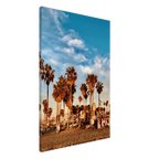 California wall art canvas print featuring palm trees and graffiti-inspired design, perfect for beach-themed home decor.