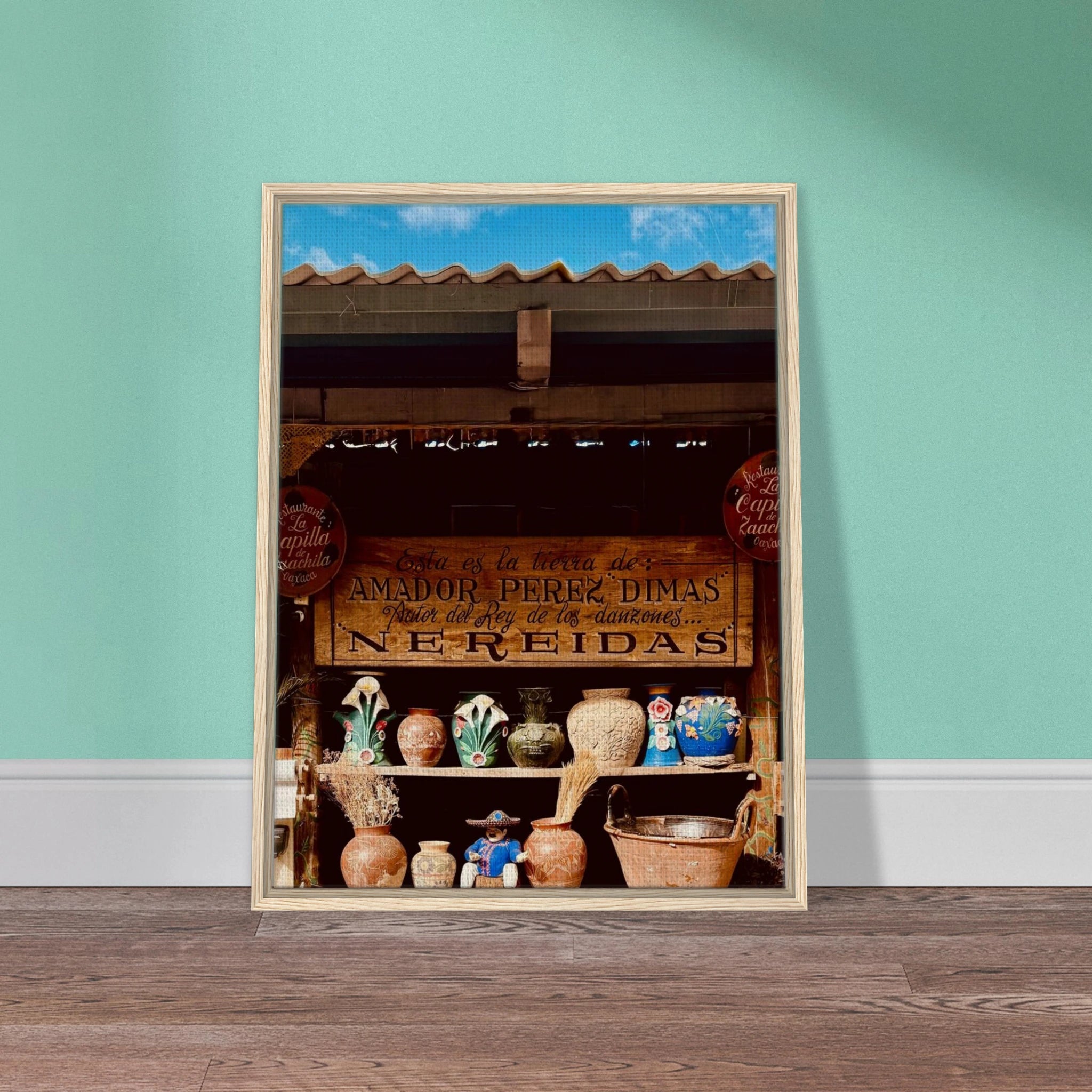 Framed canvas print of Oaxaca street fair in Mexico from CaliCuration's travel collection, spring 2026 studio edition artwork.