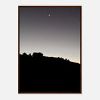 Wooden framed semi-glossy poster featuring black and white Hollywood Hills moonlit scene from the Fall New Moon series.