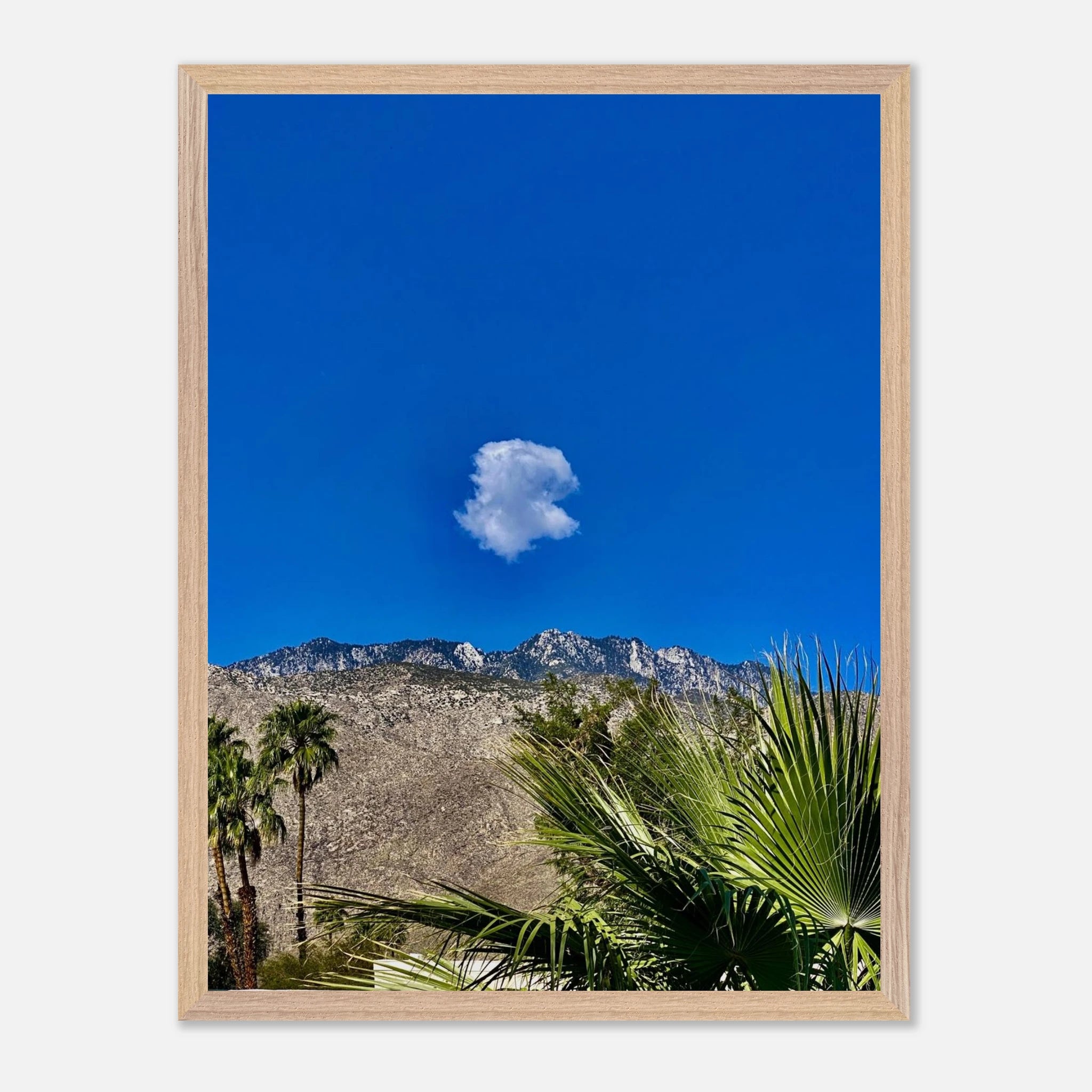 Palm Springs Cloud mounted wooden framed poster showcasing vibrant California art for home decor. Studio Edition: Spring' 26.