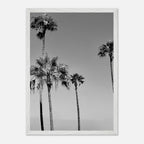 Premium wooden framed poster featuring black and white California beach icons from the Holiday 25 Studio Edition.