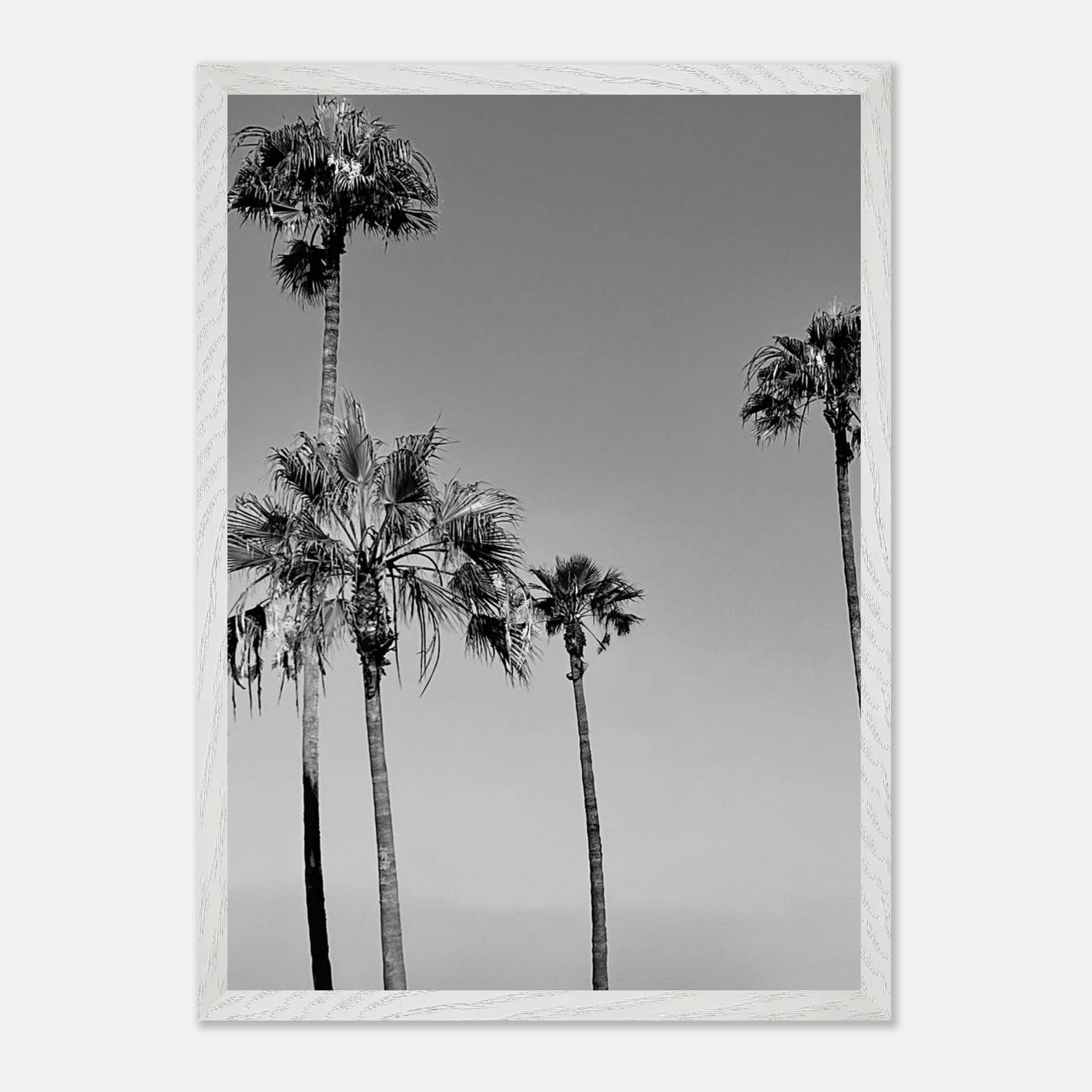 Premium wooden framed poster featuring black and white California beach icons from the Holiday 25 Studio Edition.