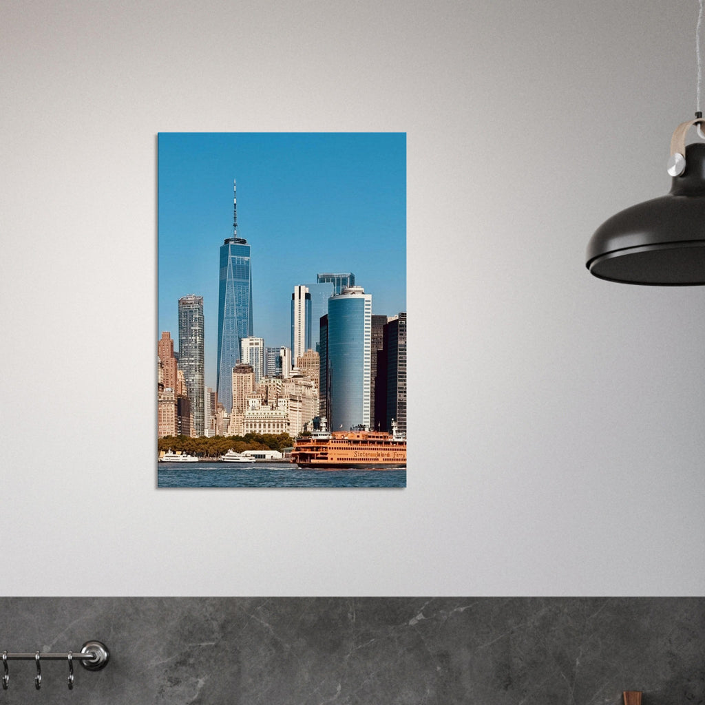 NYC skyline canvas print featuring the World Trade Center and Staten Island Ferry, from the Travel Collection by My Store.
