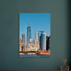 NYC skyline canvas print featuring the World Trade Center and Staten Island Ferry, part of the Travel Collection studio edition.