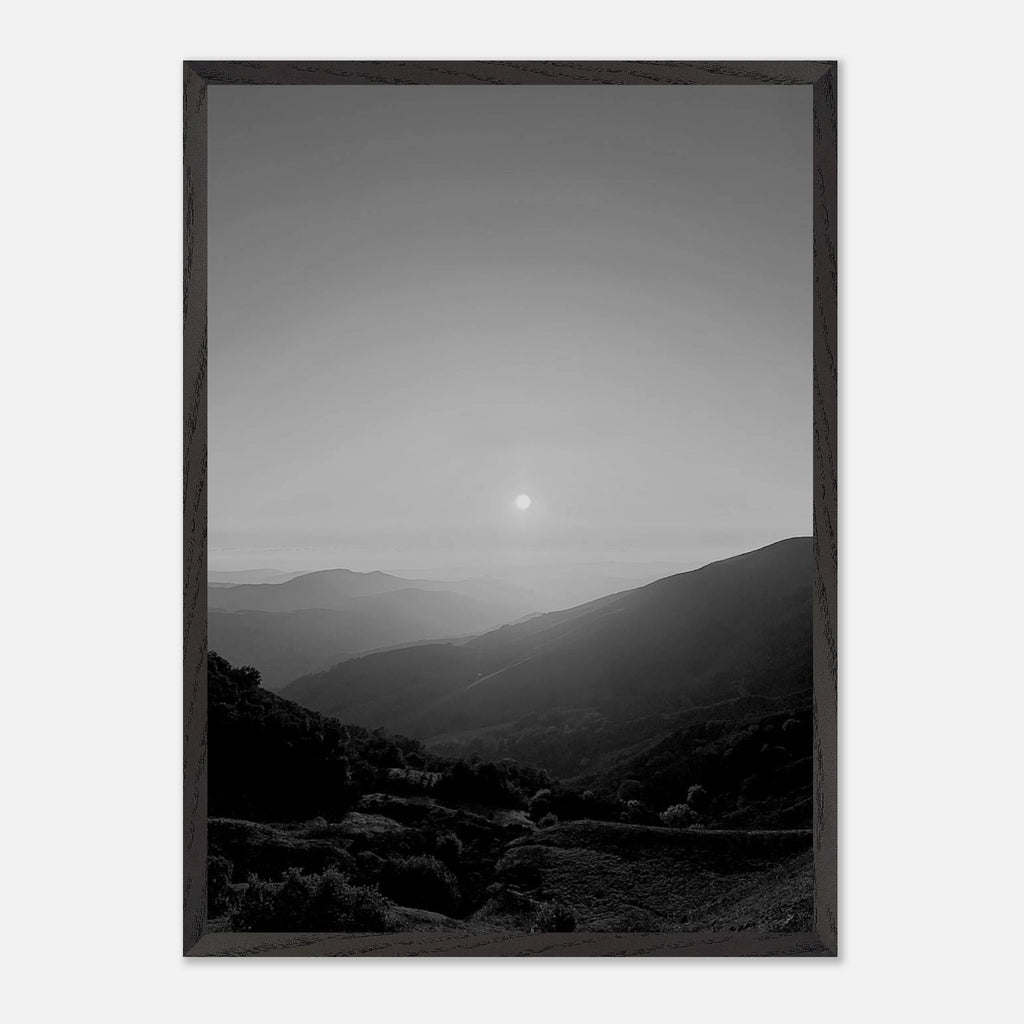 Black and white framed poster of California Central Coast sunset from the Studio Edition travel collection, mounted on print material.