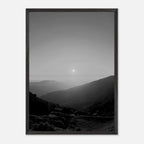 Black and white framed poster of California Central Coast sunset from the Studio Edition travel collection, mounted on print material.