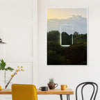 Color print titled "A Window into Jungle Stillness" by CaliCuration, showcasing vibrant jungle scenery on high-quality print material.