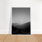 Black and white mounted framed poster of California Central Coast sunset from the Studio Edition travel collection, print material.