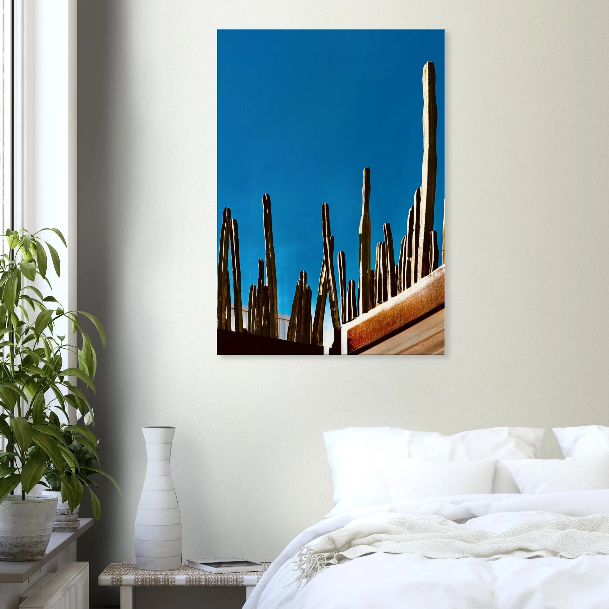 Mexico cactus family rooftop canvas artwork print from the Travel Collection Studio Edition Spring 2026, featuring vibrant desert plants.