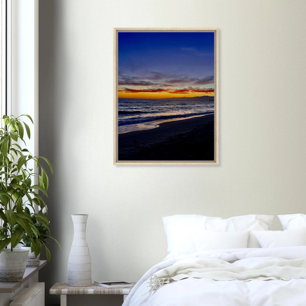 California Sunset Wall Art print by CaliCuration featuring Venice Beach scene on wooden framed canvas, Spring 2026 studio edition