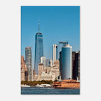 NYC skyline canvas print featuring the World Trade Center and Staten Island Ferry, part of the Studio Edition travel collection.
