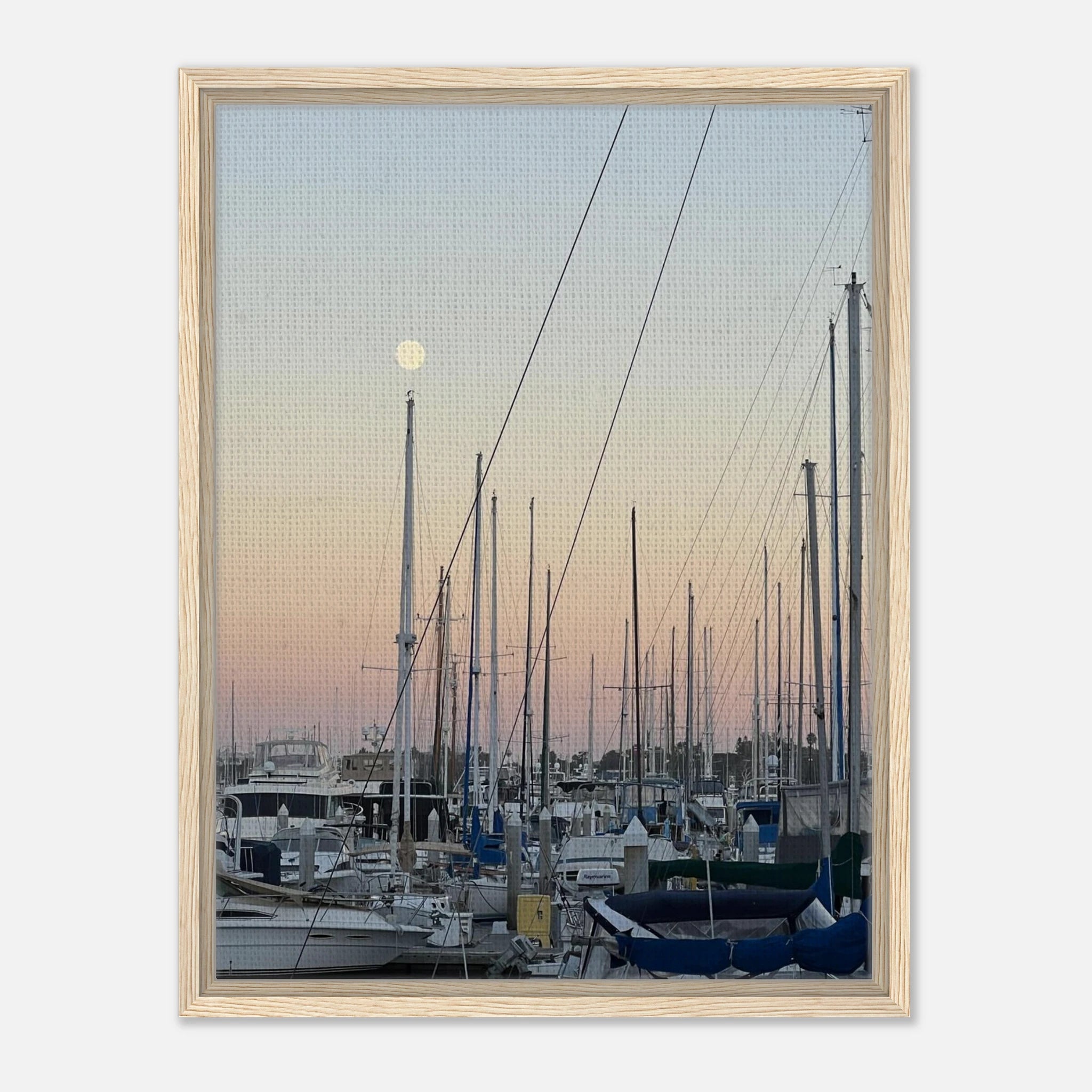 Framed canvas art print of Summer Evening Marina Del Rey, California with nautical and chic tones, Studio Edition by California Canvas.