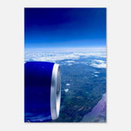 Aluminum print of an airplane turbine with a cross-Atlantic view, part of the travel collection, by My Store.
