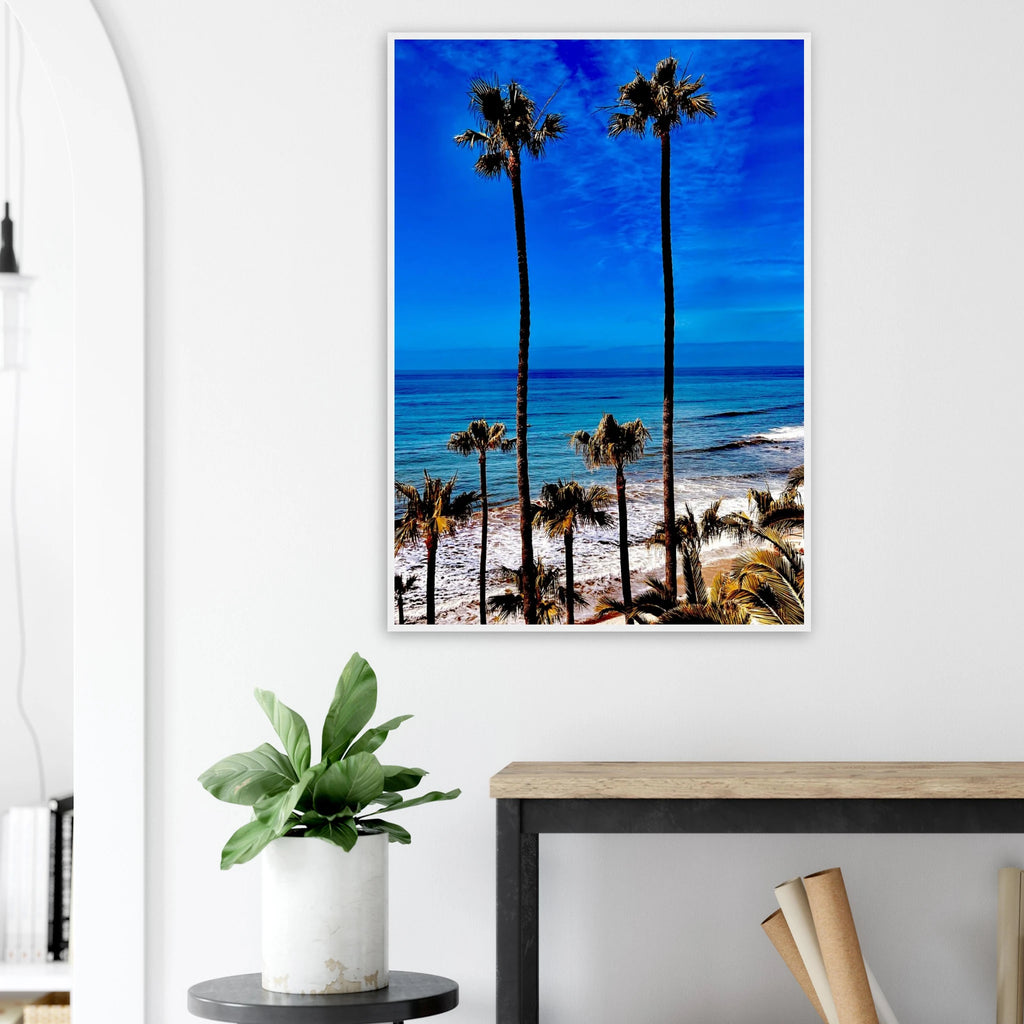 Malibu Palm Tree Family framed art print by CaliCuration, featuring California landscape with a spring 2026 studio edition design.