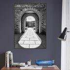Cotswolds Estate aluminum framed print featuring summer light and shadows, black and white travel art from the Studio Edition series.