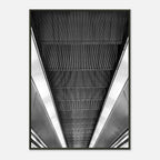 Black and white framed print of an abstract London Tube escalator scene from My Store's Travel Collection, Studio Edition.