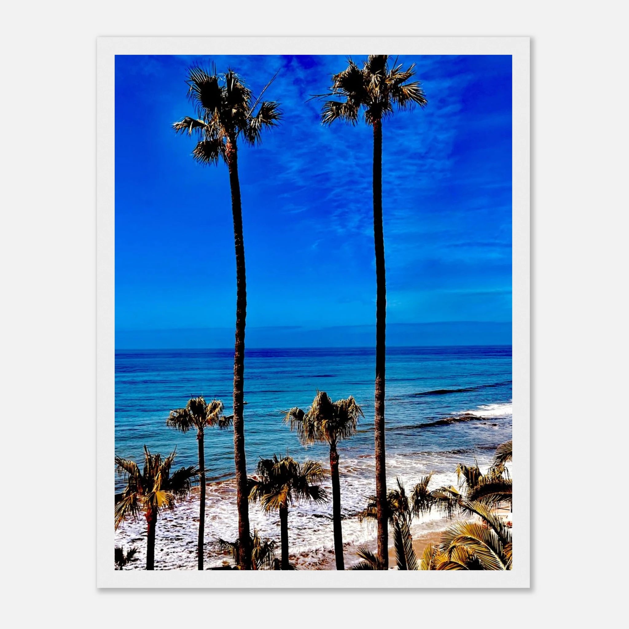 Malibu Palm Tree Family framed art print by CaliCuration, California-themed spring 2026 studio edition, featuring vibrant palm trees.