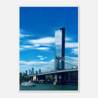 Framed NYC Manhattan Bridge and East River urban photography print from the Travel Collection by My Store, studio edition.