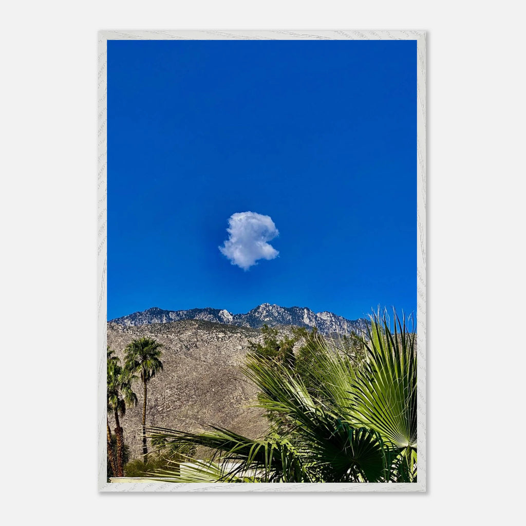 Wooden framed Palm Springs Cloud mounted poster featuring California landscape art, ideal for stylish home decor.