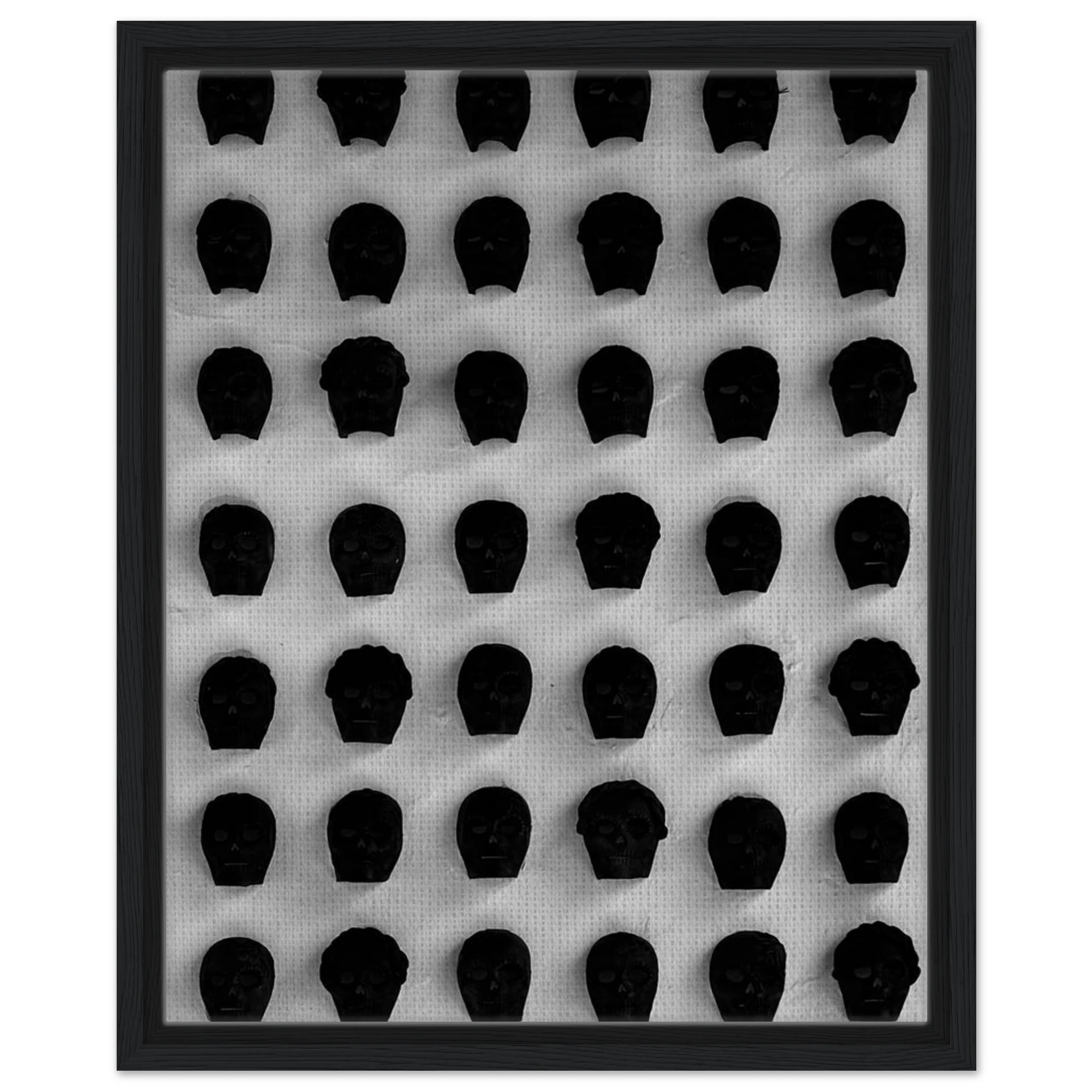 Black and white monochrome skull grid canvas wall art, minimalist statement photography print from the Travel Collection Studio Edition.