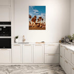 SoCal Beach canvas print featuring palm trees and graffiti-style California wall art on high-quality print material.