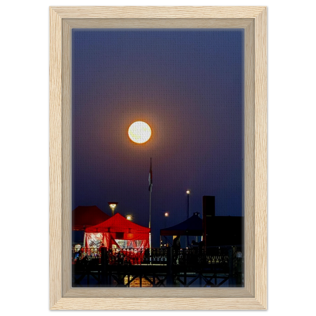 Mystical Fall Full Moon wooden framed canvas print from CaliCuration's Travel Collection, featuring a spring-themed full moon scene.