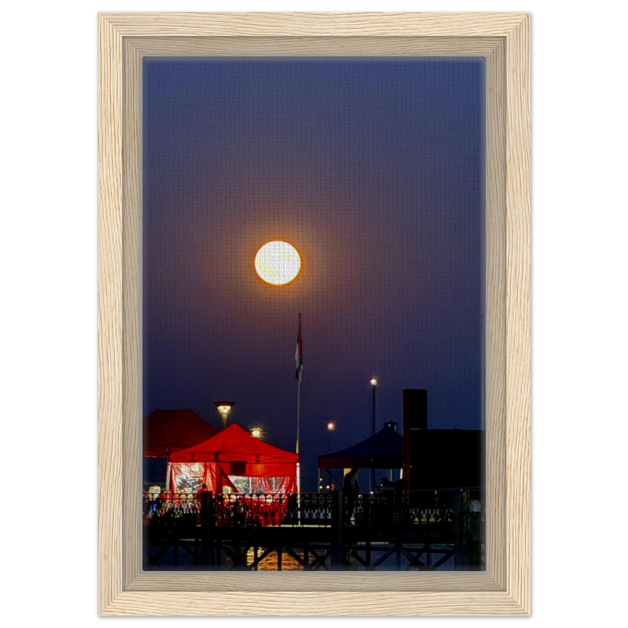 Mystical Fall Full Moon wooden framed canvas print from CaliCuration's Travel Collection, featuring a spring-themed full moon scene.