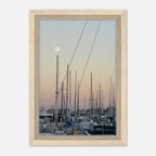 Framed canvas art print of Marina Del Rey summer evening scene with nautical and chic tones, California Canvas Studio Edition.