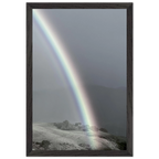 Black and white framed poster of a post-summer storm rainbow from the California Central Coast travel collection, spring 2026 print.