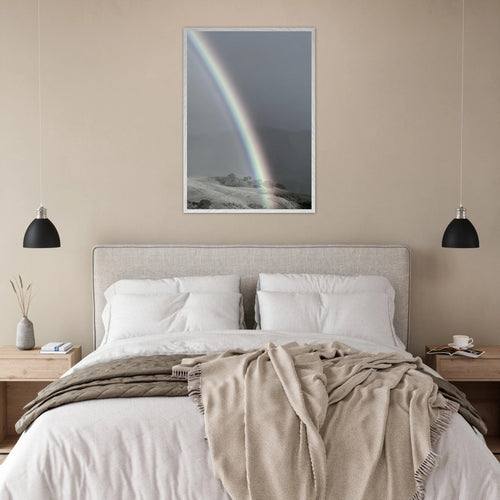 Black and white mounted framed poster of a rainbow after a summer storm, from the My Store California Central Coast travel collection.