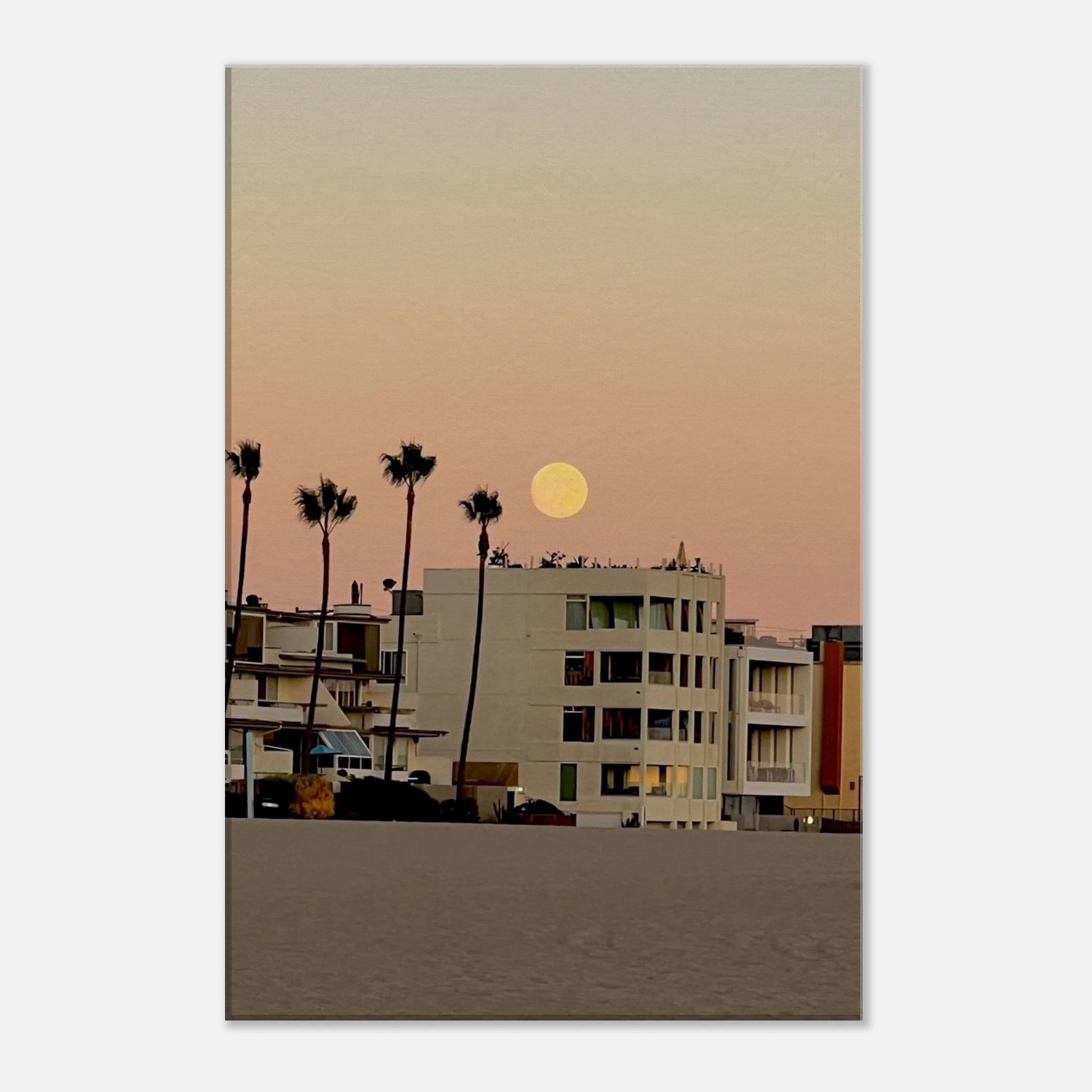 California beach wall art print by My Store, SoCal BEACH themed bedroom wall hanging on canvas with vibrant coastal scene.
