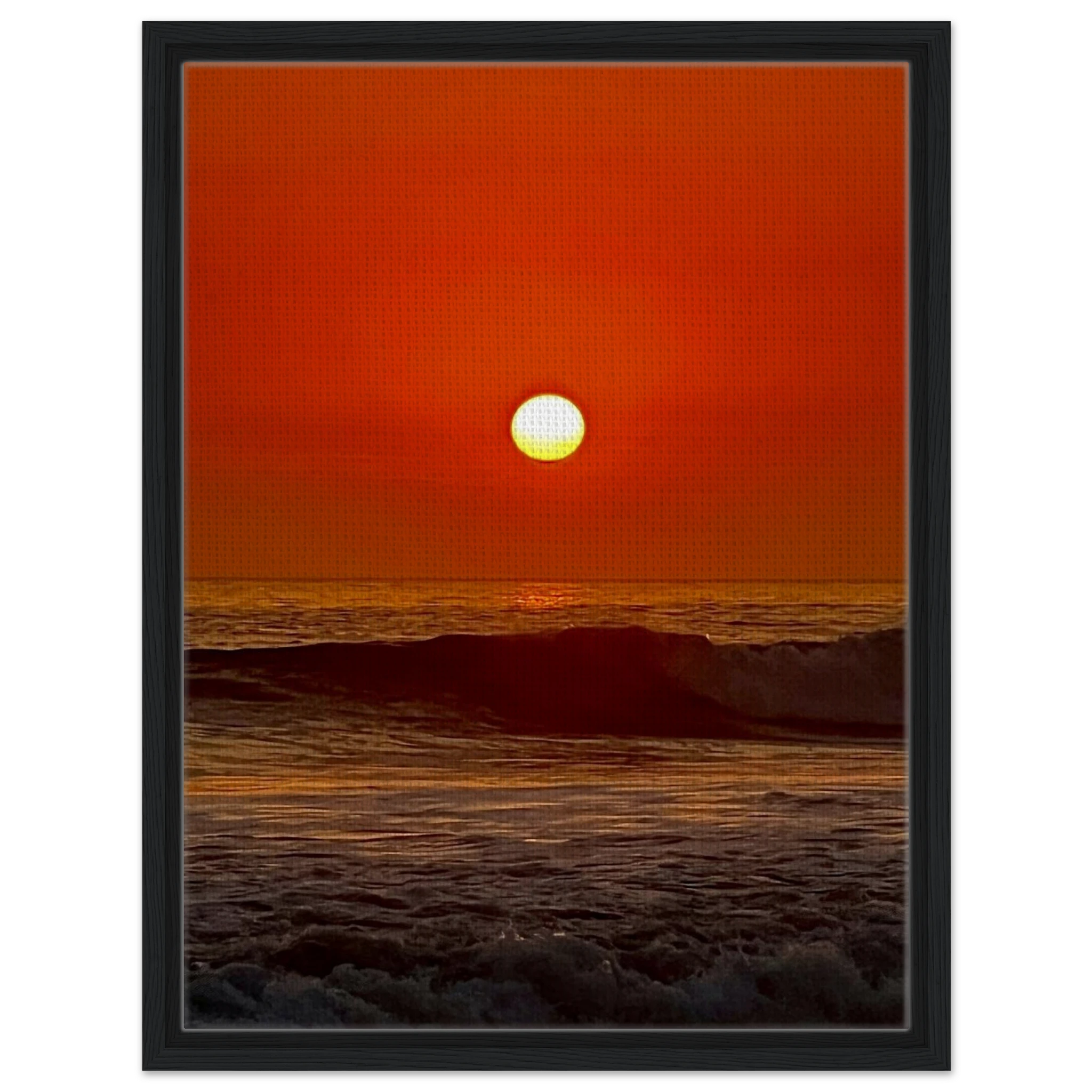 California Red Sunset Series framed canvas print by CaliCuration featuring vibrant red sunset hues in a studio edition.