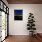Premium wooden framed canvas print of Los Angeles Downtown Nightglow, elegant home wall art, California Studio Edition.
