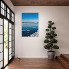 Wooden framed Hudson Valley winter poster print featuring snowy landscape, part of the Studio Edition holiday travel collection.