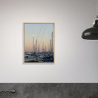 Framed canvas print of Summer Evening Marina Del Rey, CA with nautical and chic tones, California Canvas Studio Edition artwork.