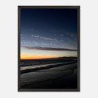 Premium wooden framed poster featuring vibrant SoCal fall sunset artwork, ideal for home decor with a semi-glossy finish.