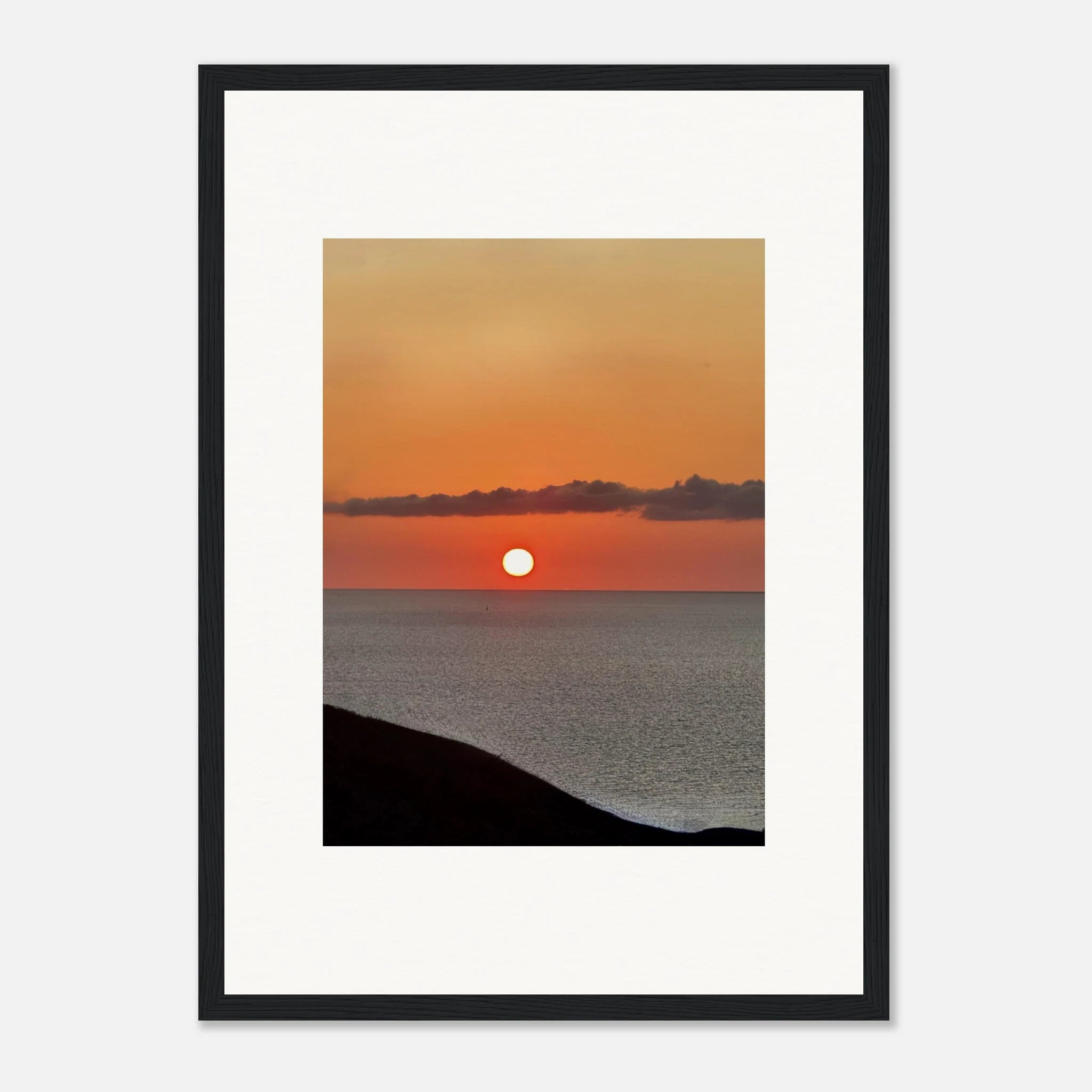 Magical Mediterranean Sunset framed poster print by My Store, vibrant wall art featuring a scenic sunset for any room decor.