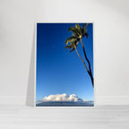 Hawaii Volcano Clouds and Pacific scene framed print by CaliCuration, showcasing vibrant volcanic and ocean views in a mounted poster.