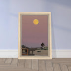 Beach Moody Wall Art print featuring a harvest moon scene on framed canvas, California Canvas Studio Edition by My Store.