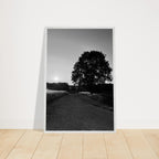 Black and white mounted wooden framed poster of the English countryside in summer, part of the Travel Collection by My Store.